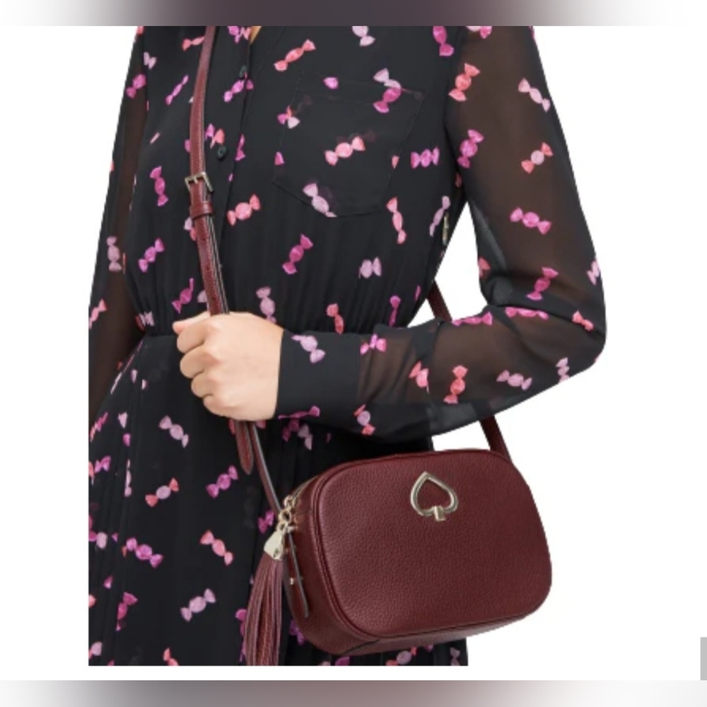 Kate Spade Kourtney Camera Bag Pebbled Leather Crossbody Gold Hardware